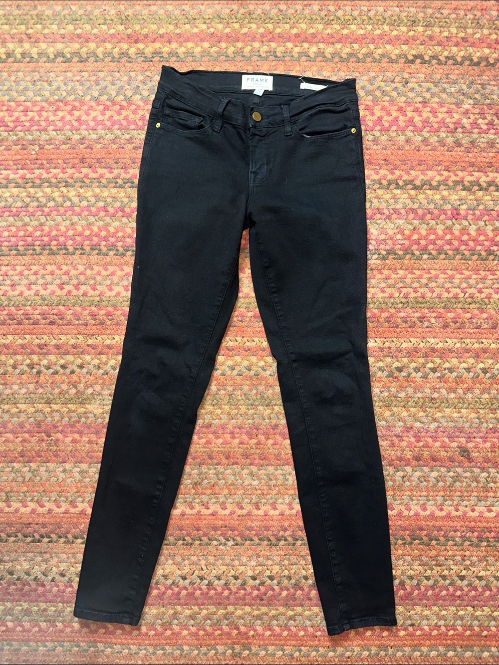 Frame Denim Black Skinny High-Rise Jeans
